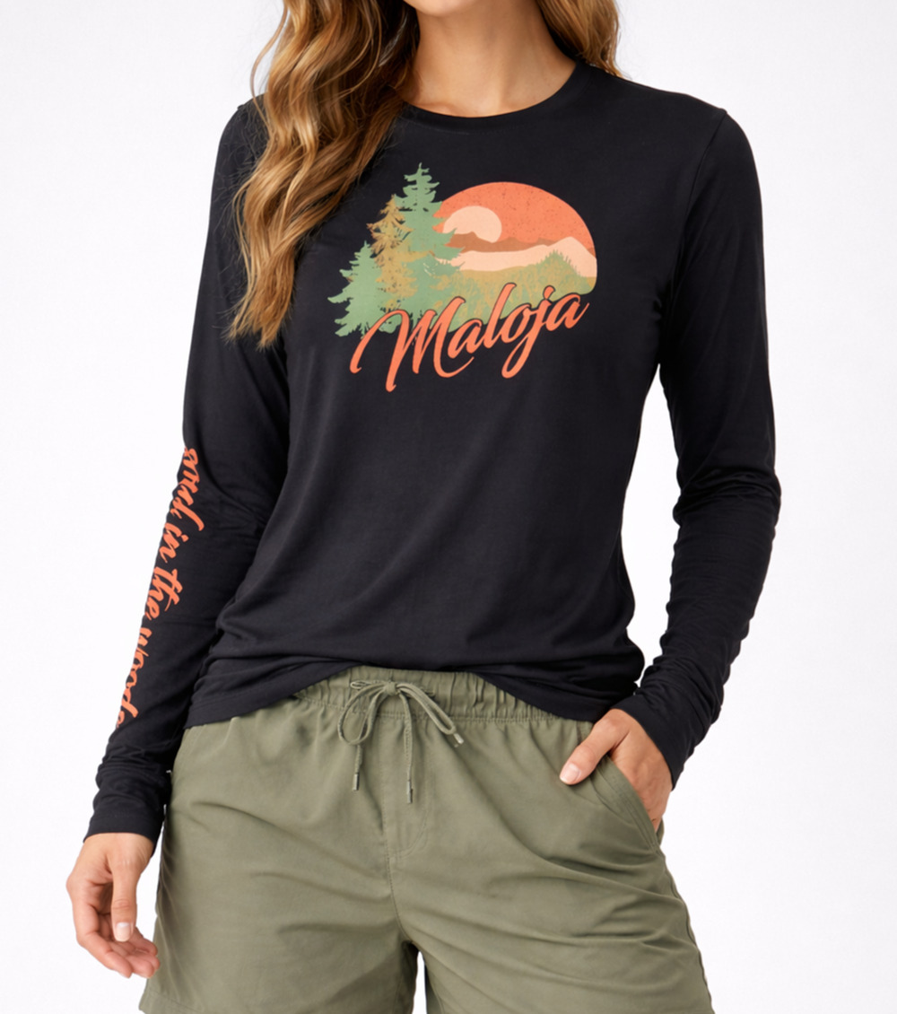 NWT Maloja RingeltaubeM T-Shirt Womens Small Black Graphic Moonless Streetwear
